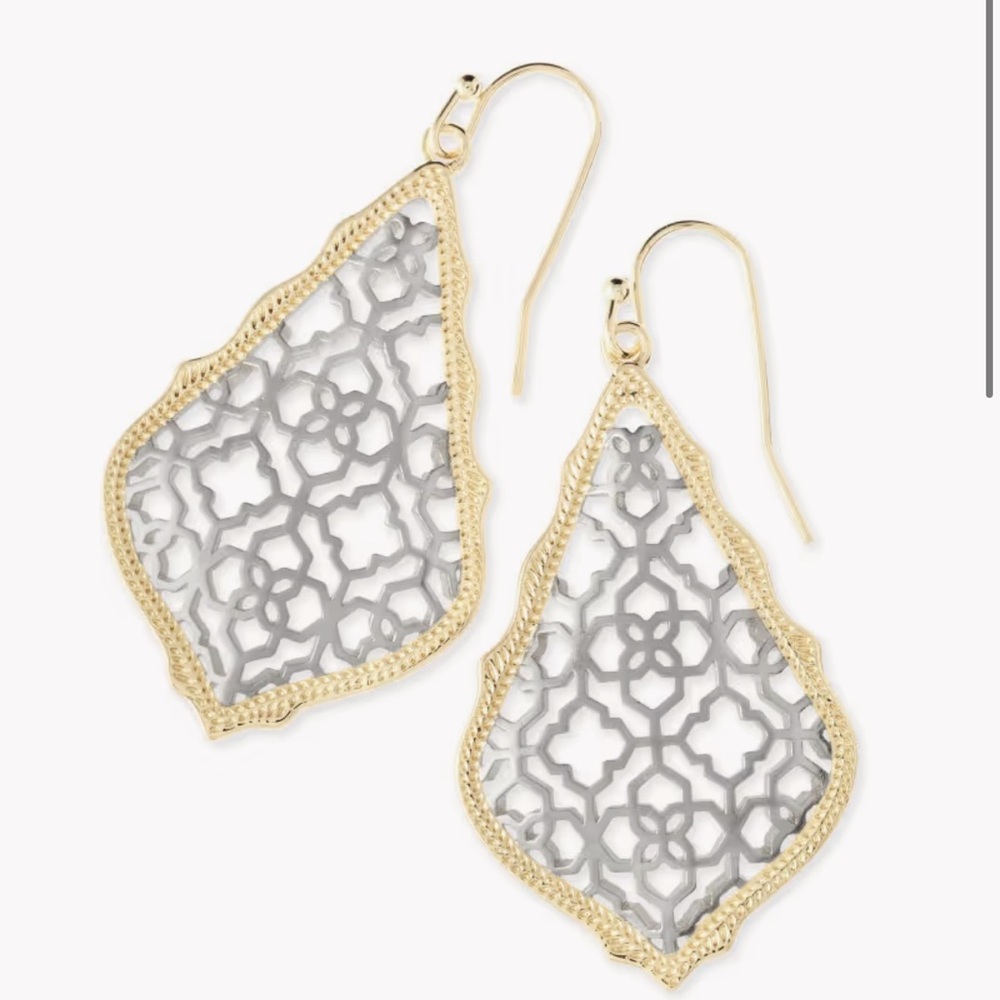 Kendra Scott Addie Gold Drop Earrings in Silver Filigree Mix